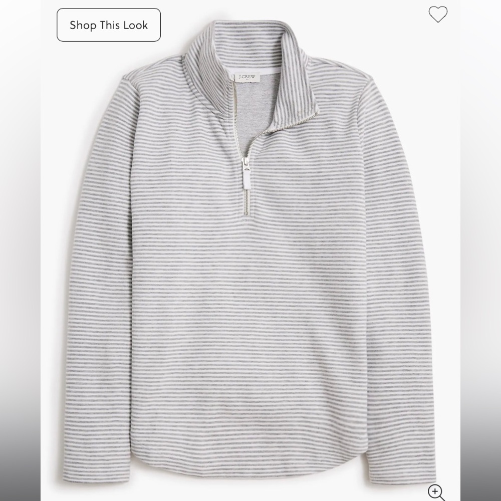JCrew Striped Terry Half-Zip Pullover